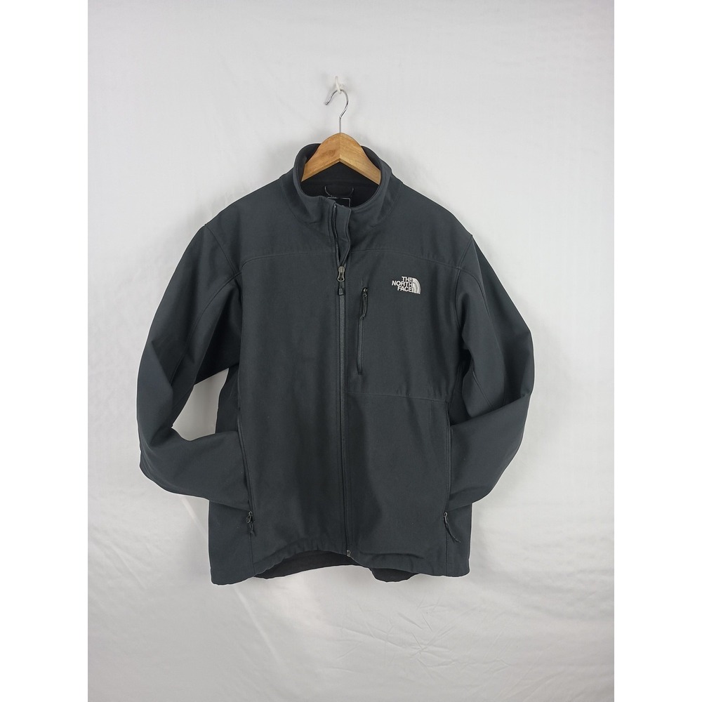 North Face Long Sleeve Black Jacket Size Large With Pocket Soft Shell